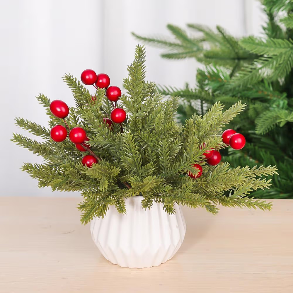 Artificial Pine Needles Christmas Branch Green Fake Pines Stems DIY Garland Home Party Flowers De... | Amazon (US)