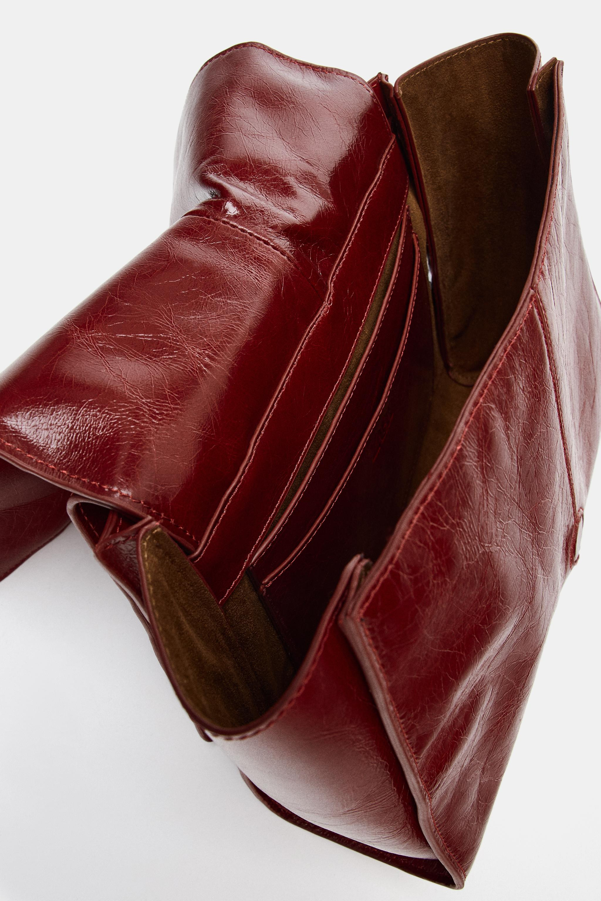LEATHER MINI TOTE BAG WITH DOUBLE POCKET | Zara US
