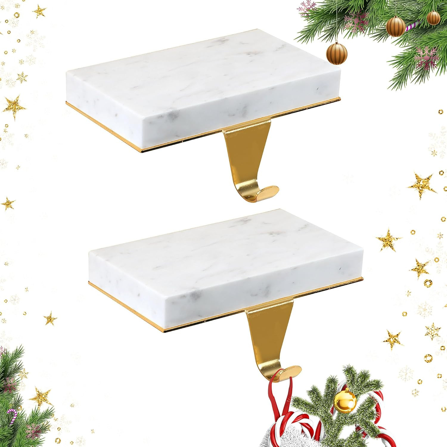 Fonder Mols Christmas Stocking Holders for Mantle, Heavy Deauty Xmas Fireplace Hanger Hooks Metal... | Amazon (US)