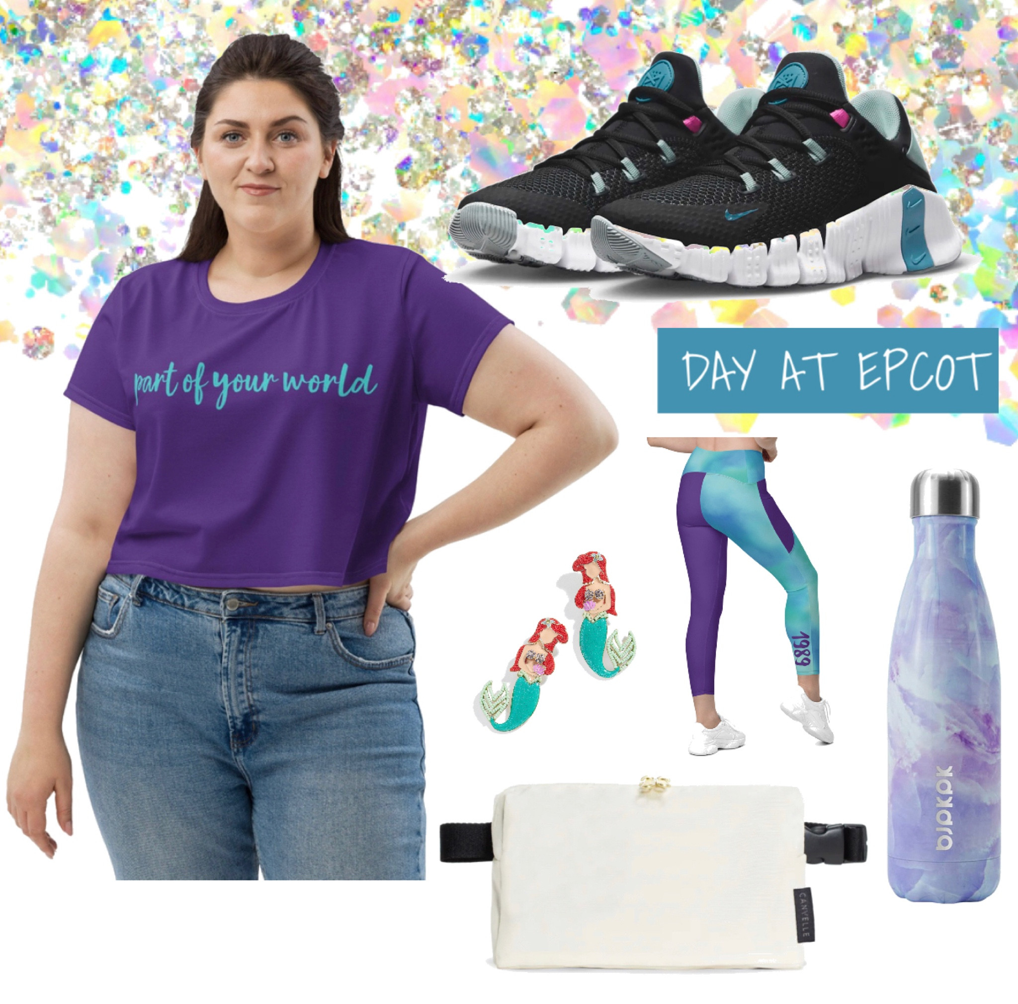 DISNEY // spring outfit. Spring break. Leggings. Little mermaid. Disney world. Disneyland. WDW. Princess marathon. Running. Tennis shoes. Belt bag. Fanny pack. Earrings. Crop top. Vacation  

#LTKitbag #LTKshoecrush #LTKfit