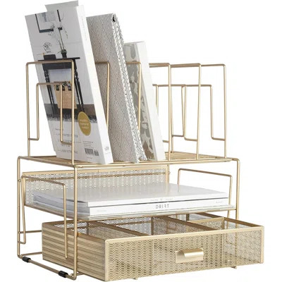 Desktop Organizer - Drawer Storage,Gold | Wayfair Professional