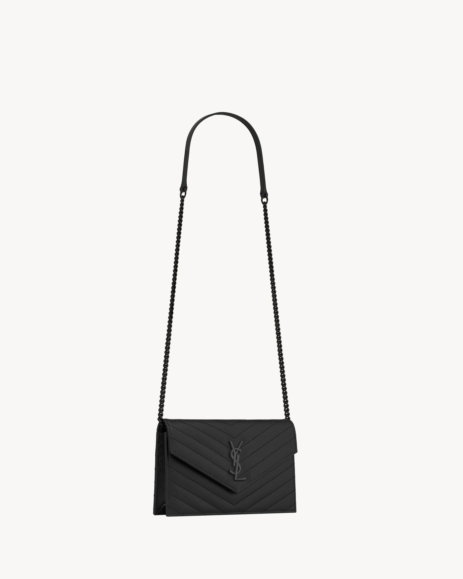 cassandre matelassé envelope chain wallet in grain de poudre embossed leather | Saint Laurent Inc. (Global)