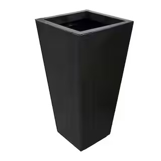 Sonata 17.8 in. x 36 in. Slate Rubber Self-Watering Planter Decorative Pots | The Home Depot