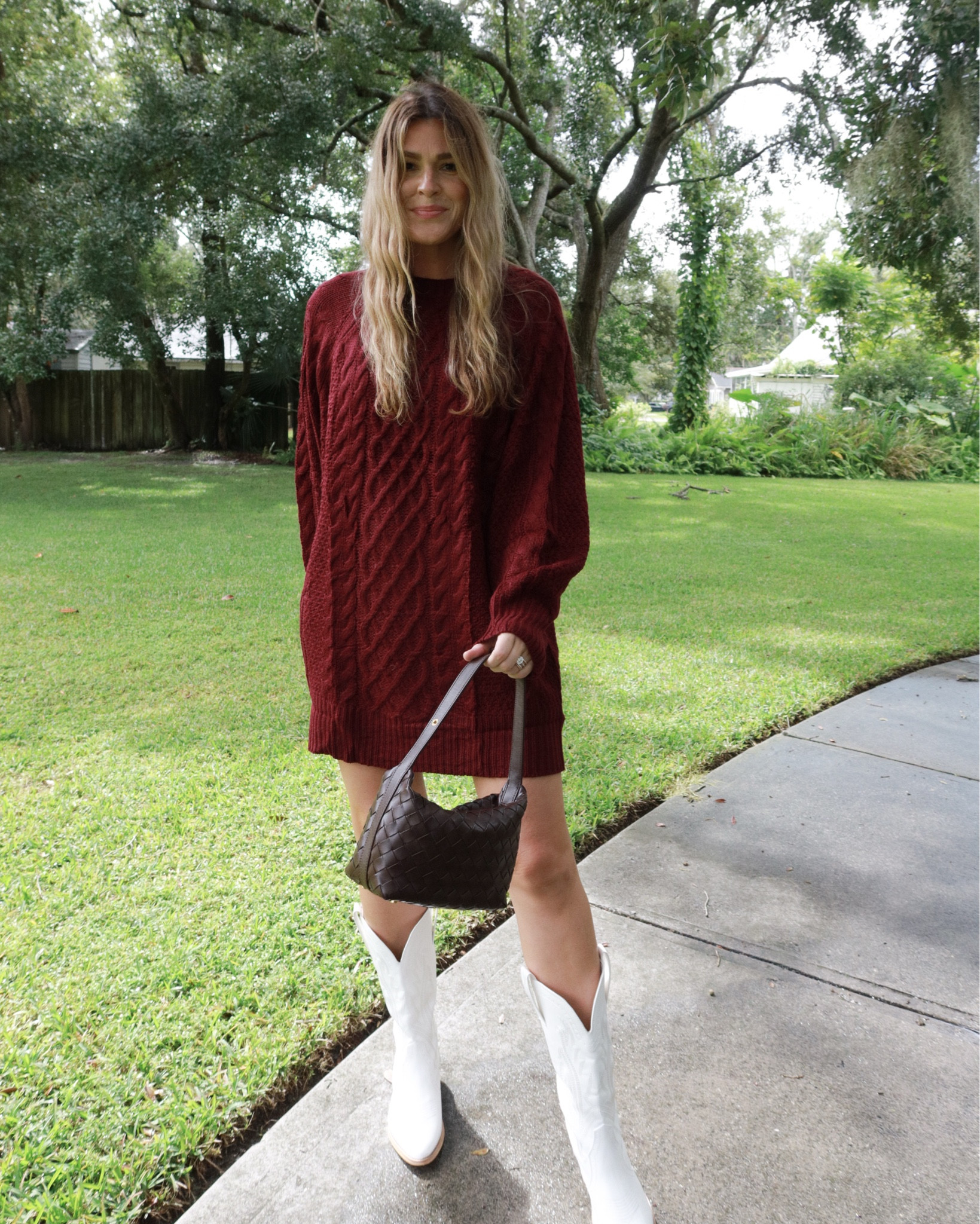 Fall outfit 🍁 Chunky red wine knit sweater dress under $50!

#LTKStyleTip #LTKSeasonal #LTKFindsUnder50