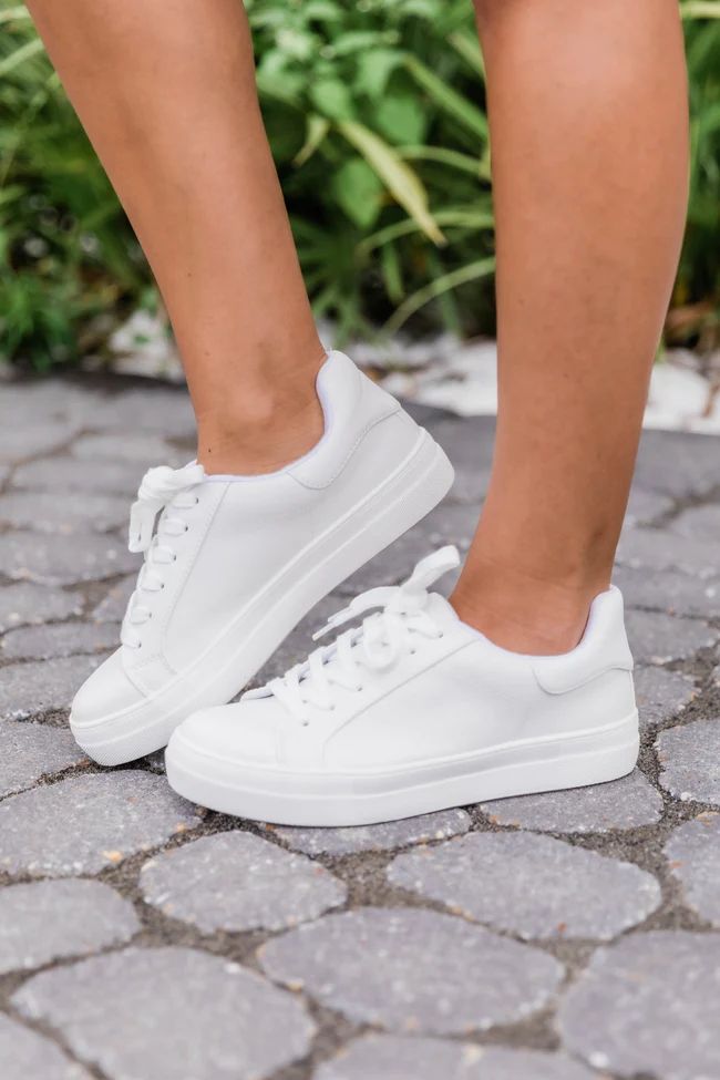 The Jenny Solid Sneakers White | The Pink Lily Boutique