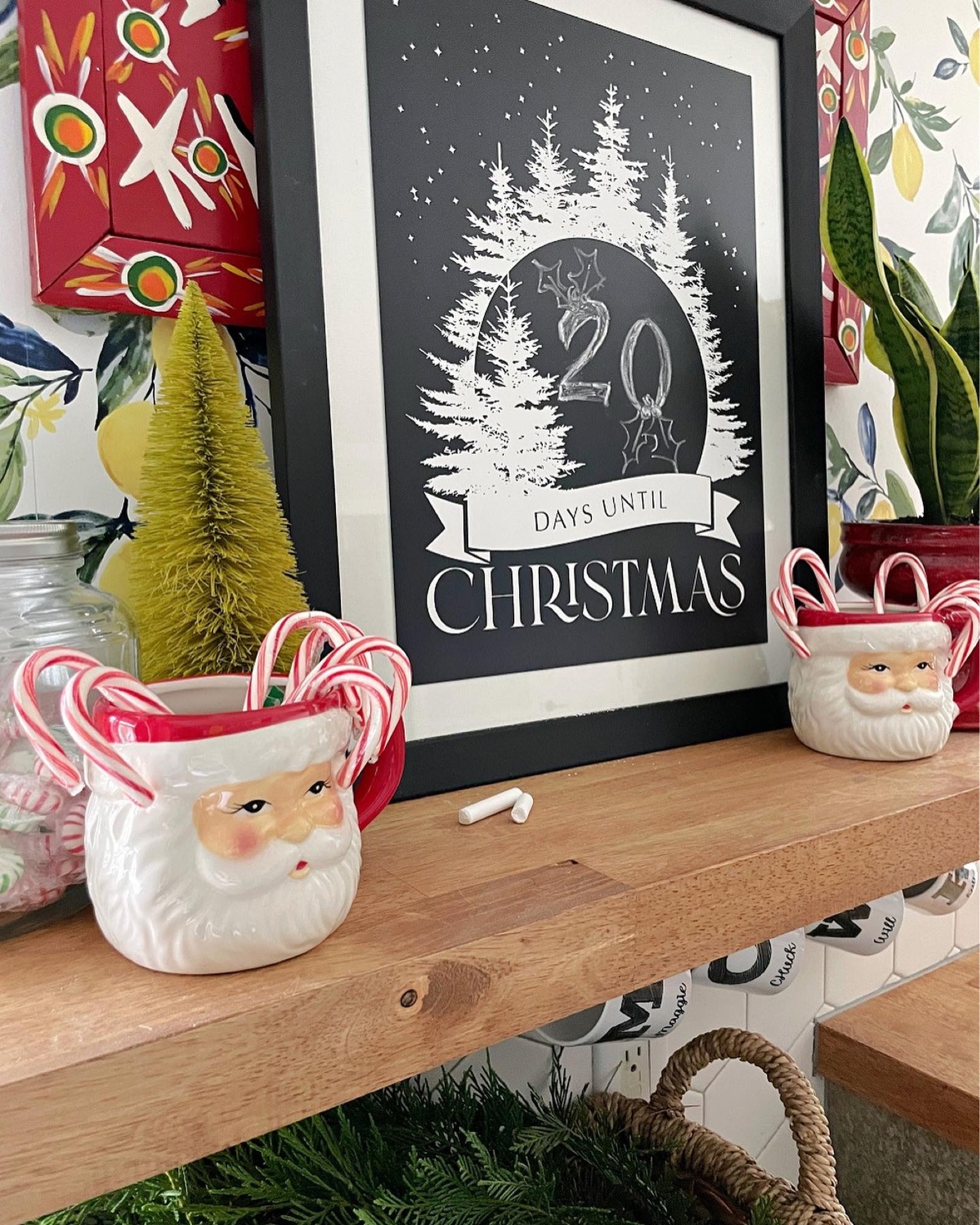 Countdown to Christmas, Santa mug bottle brush trees, Christmas devor

#LTKHoliday