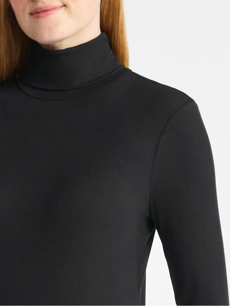 Time and Tru Women's Ribbed Turtleneck with Long Sleeves, Sizes XS-XXXL | Walmart (US)