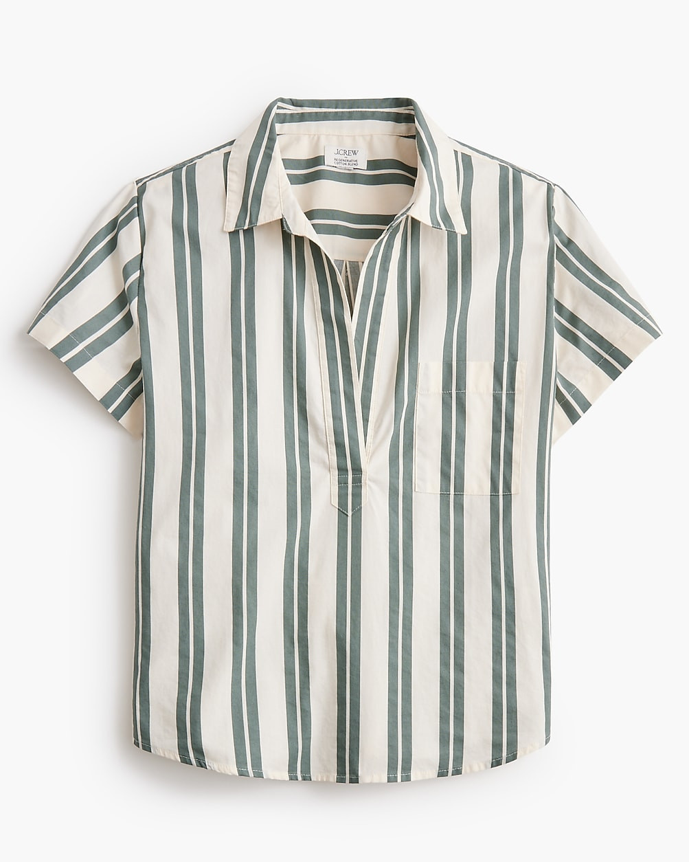 Striped short-sleeve poplin popover top | J.Crew Factory