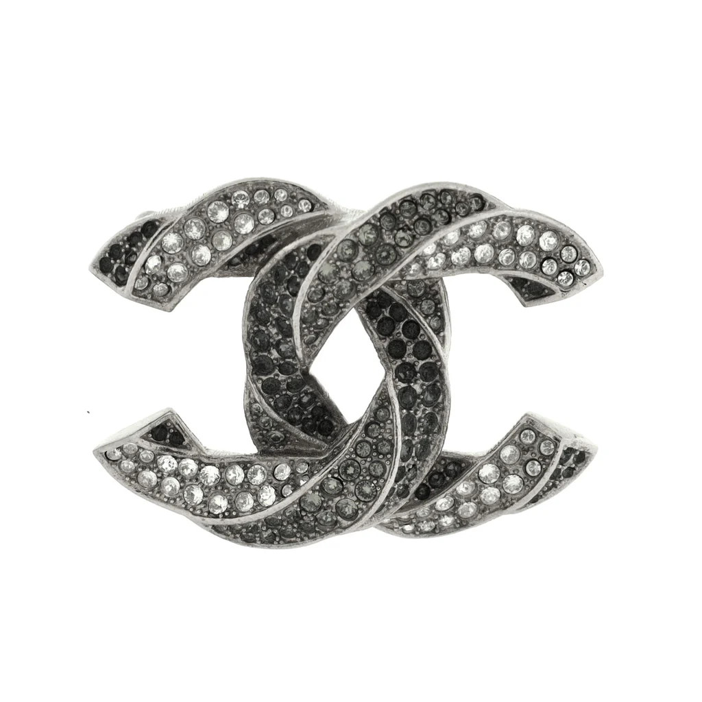 Twisted CC Brooch Metal with Crystals | Rebag