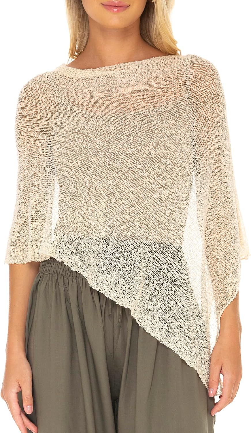 SHU-SHI Womens Sheer Knit Poncho Shrug Lightweight Cover Up One Size Fits Most | Amazon (US)