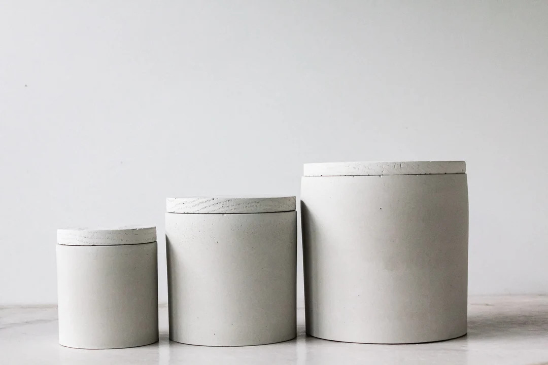 Modern Concrete Canisters-candle Jar With Lid-decorative Storage Canisters shop Link Below for Mo... | Etsy (US)