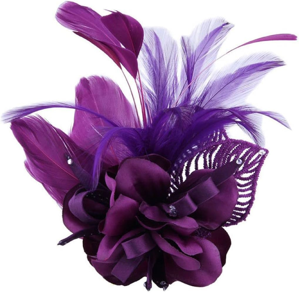 Women's Fascinator Feather Flower Pin Brooch Corsage Bridal Hairband Derby Hat Cocktail Party Wed... | Amazon (US)