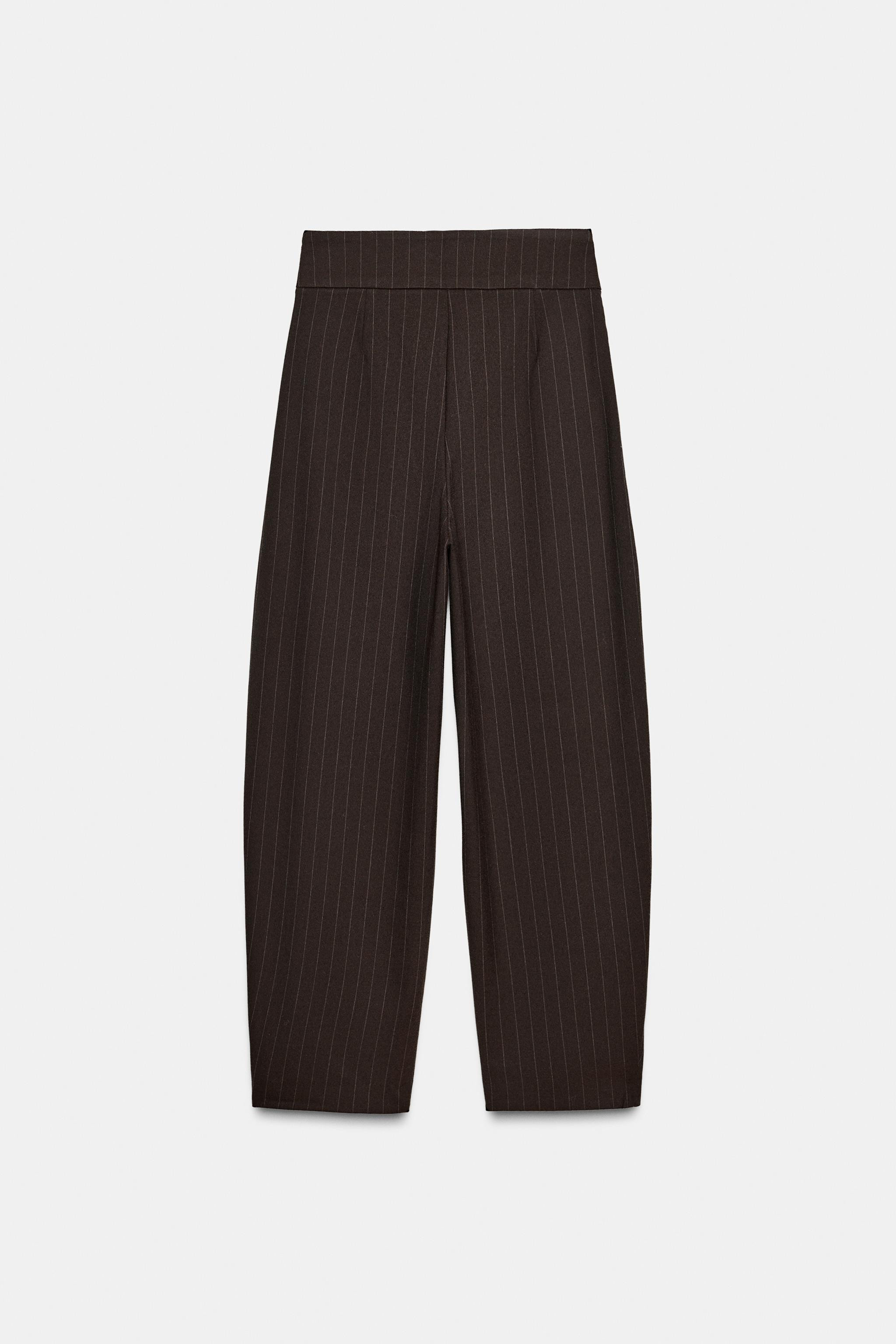 BALLOON STRIPED PLEATED PANTS | Zara US