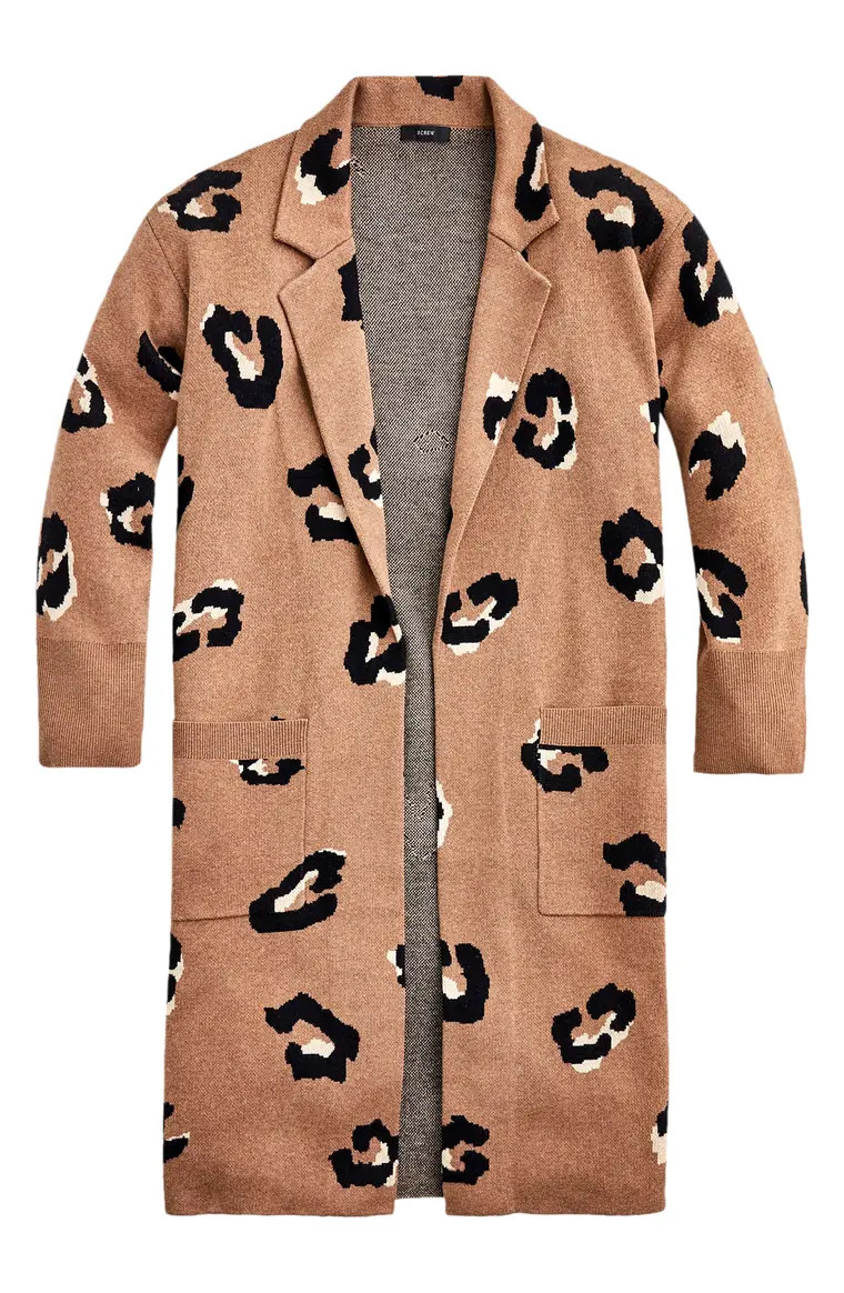 Ella Leopard Open Front Long Sweater Blazer | Nordstrom