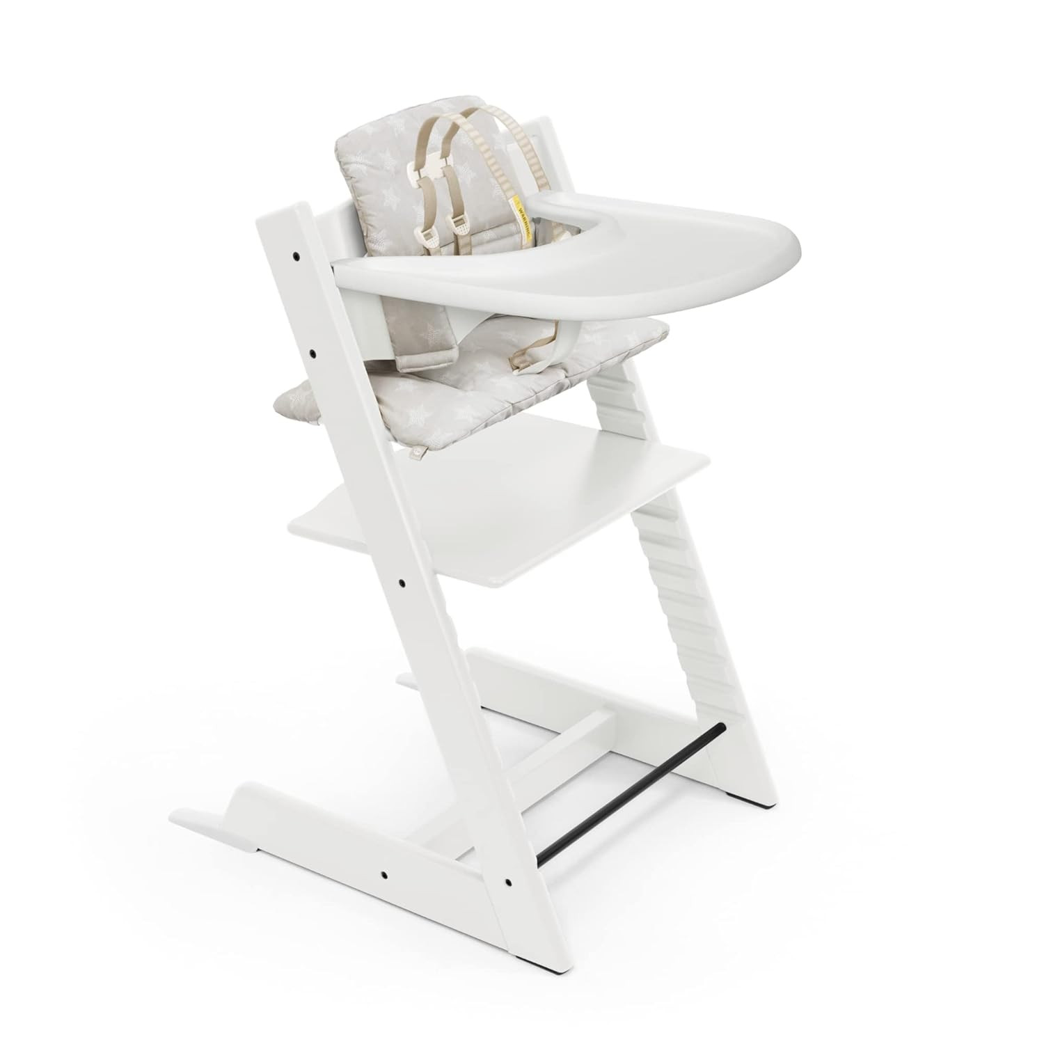 Tripp Trapp High Chair and Cushion with Stokke Tray - White with Star Silver - Adjustable, Conver... | Amazon (US)