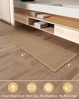 Upgraded Waffle Runner Rug, Super Absorbent Non Slip Bath Mats for Bathroom Floor, Machine Washab... | Amazon (US)