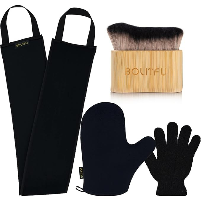 4 Pack Self Tanning Mitt Applicator Kit - 1 Self Tan Mitt, 1 Back Tanning Applicator, 1 Ultra Sof... | Amazon (US)