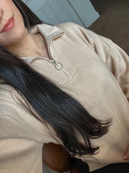 Zip collar hoodie from amazon so soft and covers your butt