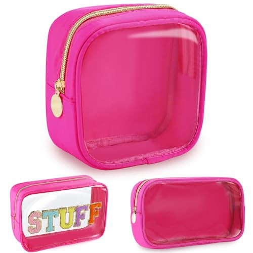 Mini Makeup Bag for Purse Small Makeup Pouch Travel Clear Toiletry Bag for Women Small Cosmetic Bag Nylon Makeup Bag Cute Hot Pink Zipper Pouch Waterproof Makeup Storage Organizer Bag Aesthetic Stuff | Amazon (US)