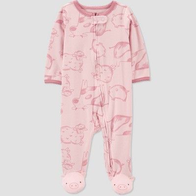 Carter's Just One You® Baby Girls' Farm Animals Footed Pajama - Pink | Target
