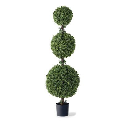 57" Triple Ball Boxwood Topiary for Indoor & Outdoor Use with UV Protection | Frontgate