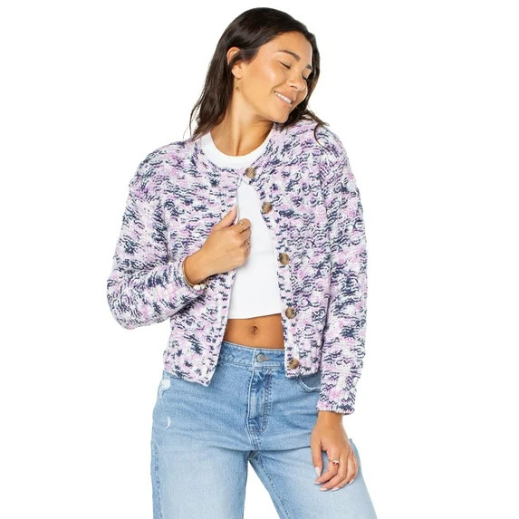 Celebrity Pink Women’s and Women’s Plus Marled Cardigan Sweater, Sizes XS-4X | Walmart (US)
