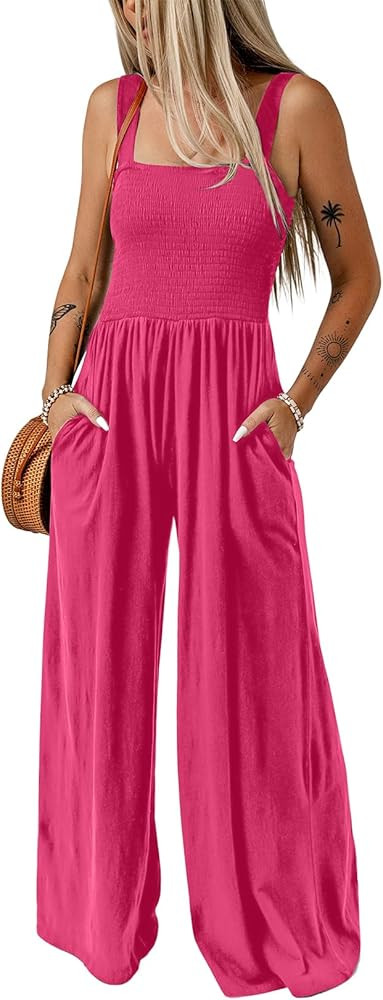 Dokotoo Women's Casual Loose Overalls Jumpsuits One Piece Sleeveless Wide Leg Long Pant Rompers W... | Amazon (US)
