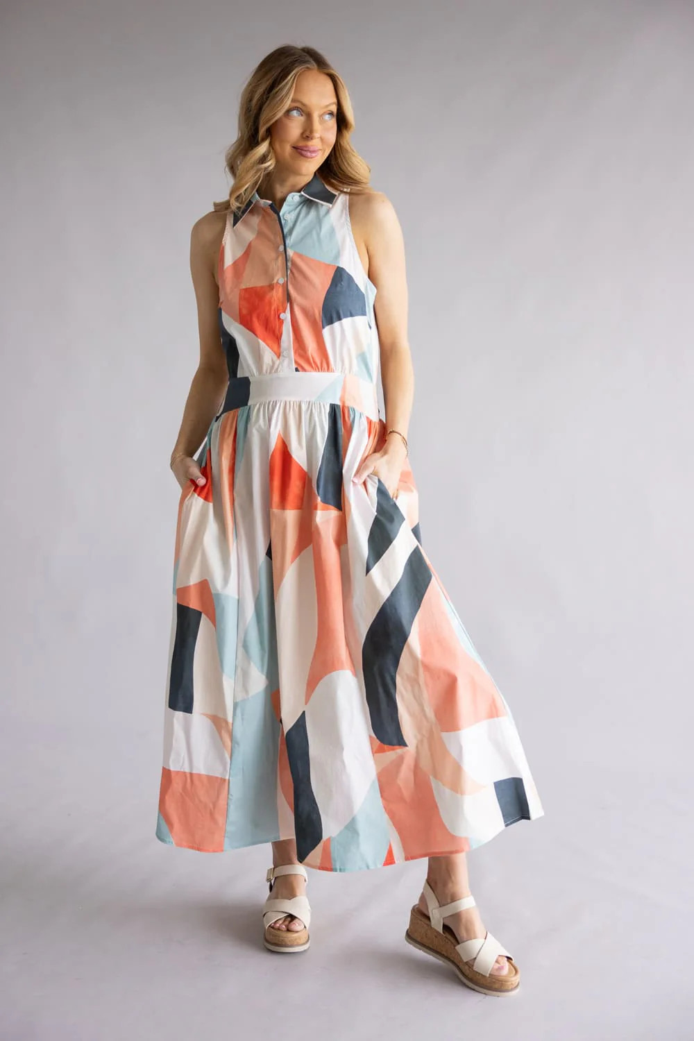 Elan Prism Printed Maxi Dress for Women in Multi | Glik's