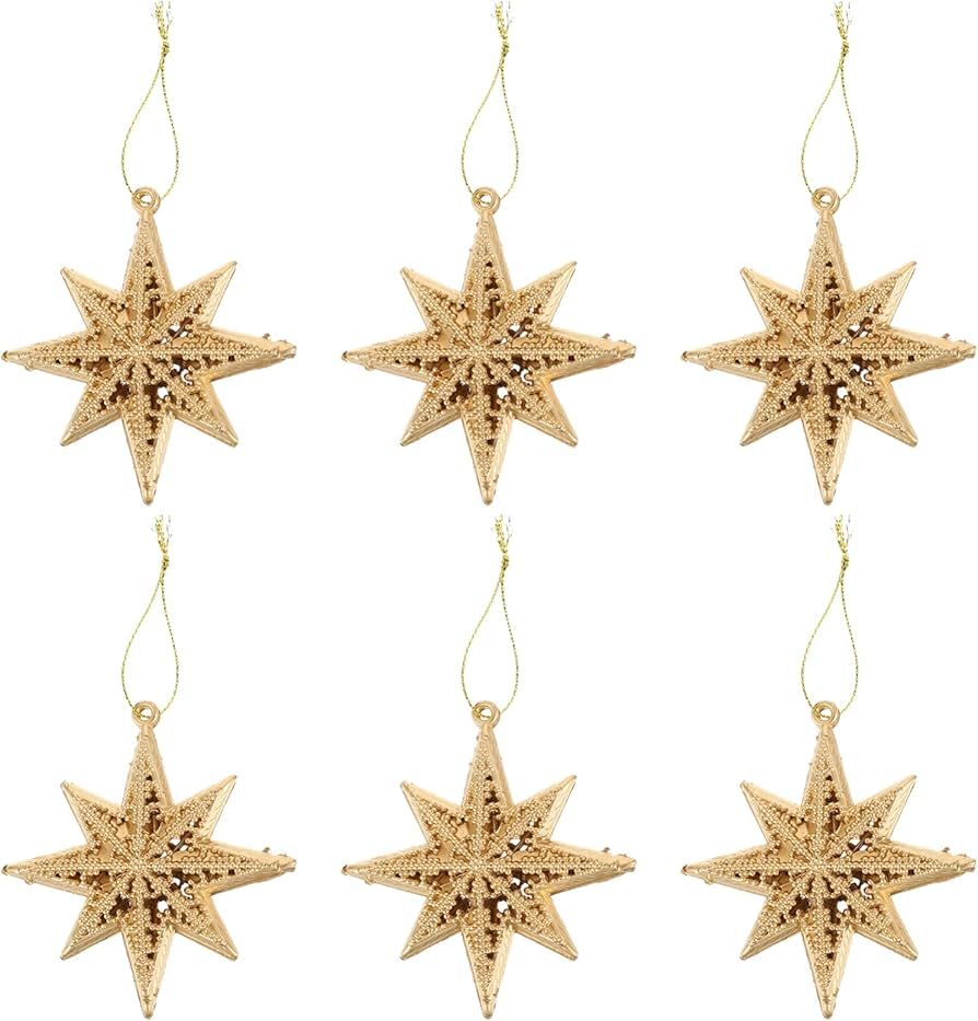 Alipis Star Garland Star Christmas Tree Ornaments 3D Glitter Gold Star Xmas Hanging Decor Plastic... | Amazon (US)