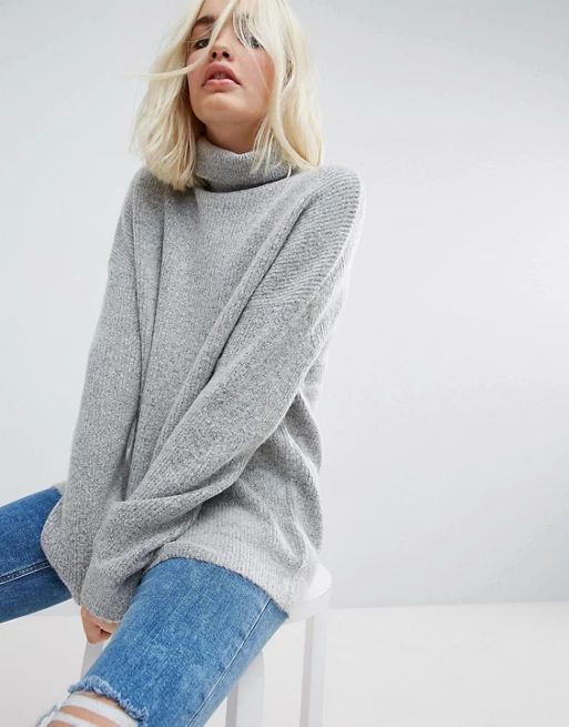 ASOS Sweater in Fluffy Yarn and Roll Neck | ASOS US