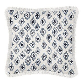 Fringed Outdoor Ikat Cornflower Pillow | Ballard Designs, Inc.