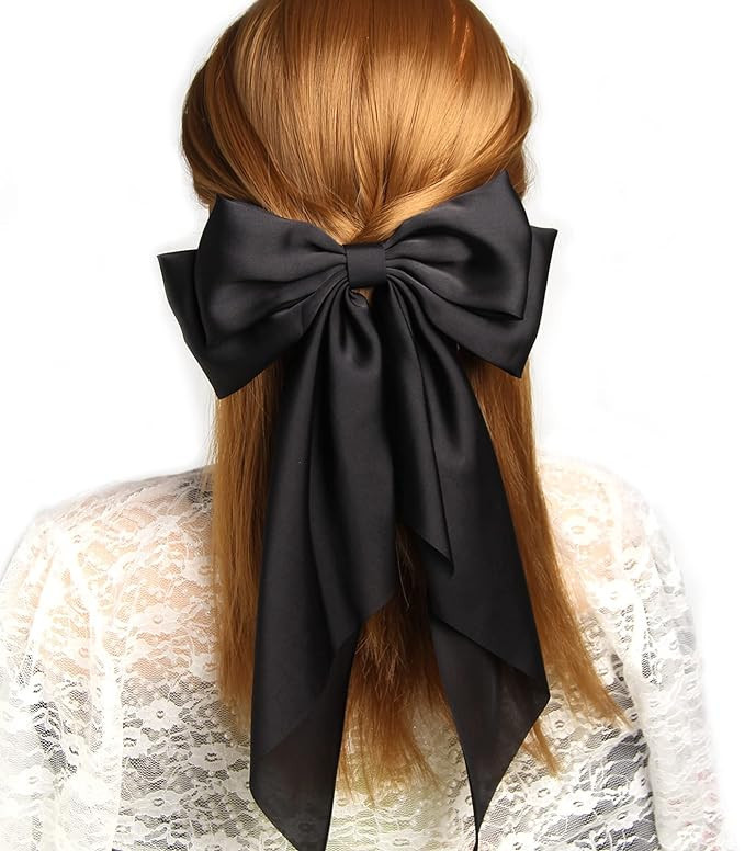 Women Big Bow Barrettes Girl's Satin Hairclips Long Ribbon Hair Pins Accessories for Party, Hair ... | Amazon (US)
