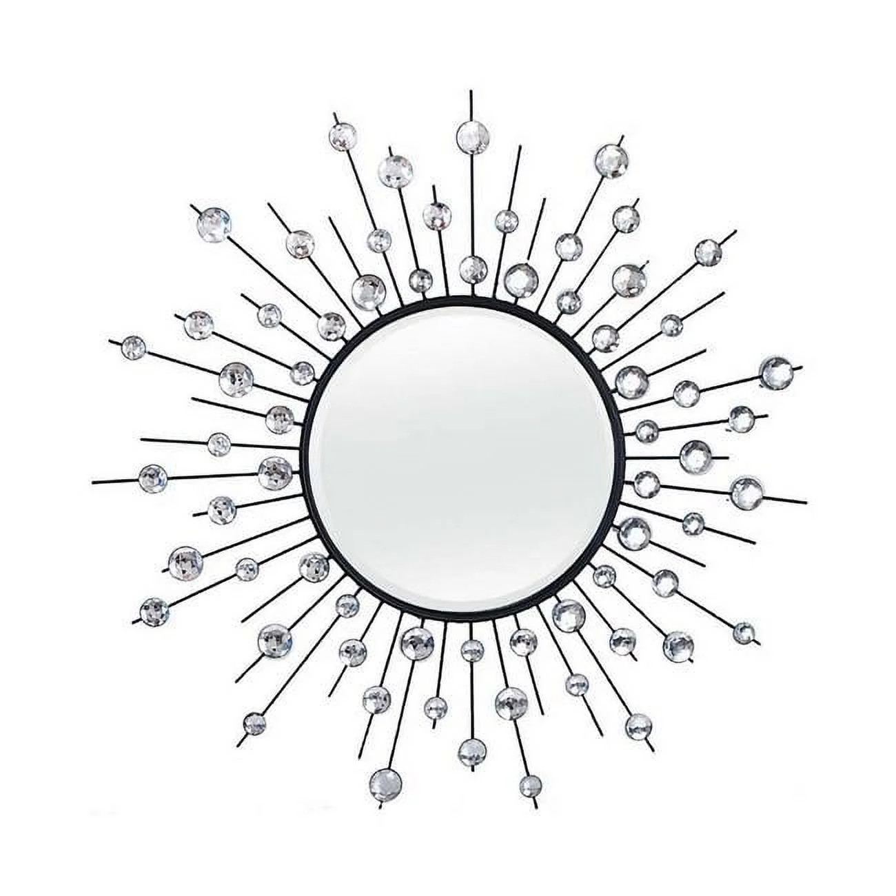 Benjara  32 in. Round Mirror & Sunburst Style Metal Wall Decor, Black & Silver | Walmart (US)