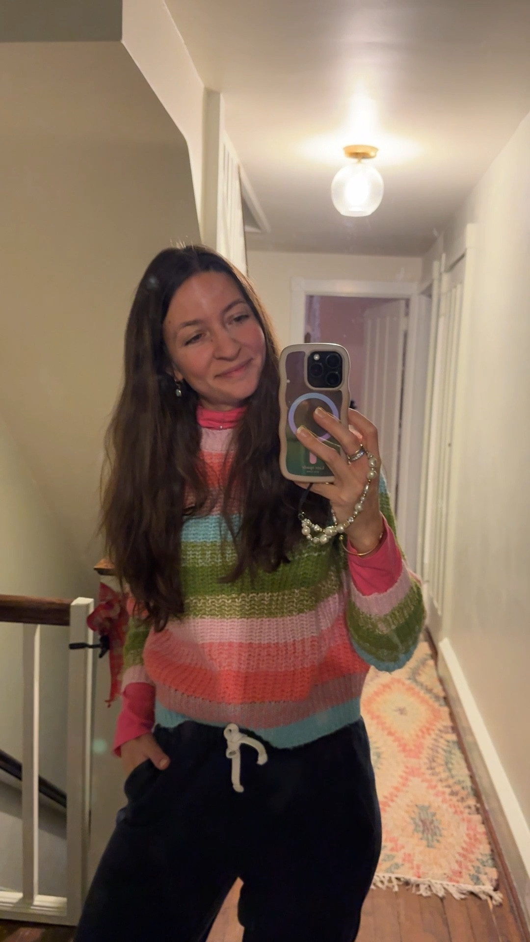 Don’t mind my dirty mirror 🤣 What I wore to my almost 9 year old’s birthday party tonight! One of my favorite tricks for dressing up a pair of sweatpants is adding a sweater! 

#LTKHoliday #LTKmomlife #LTKootd