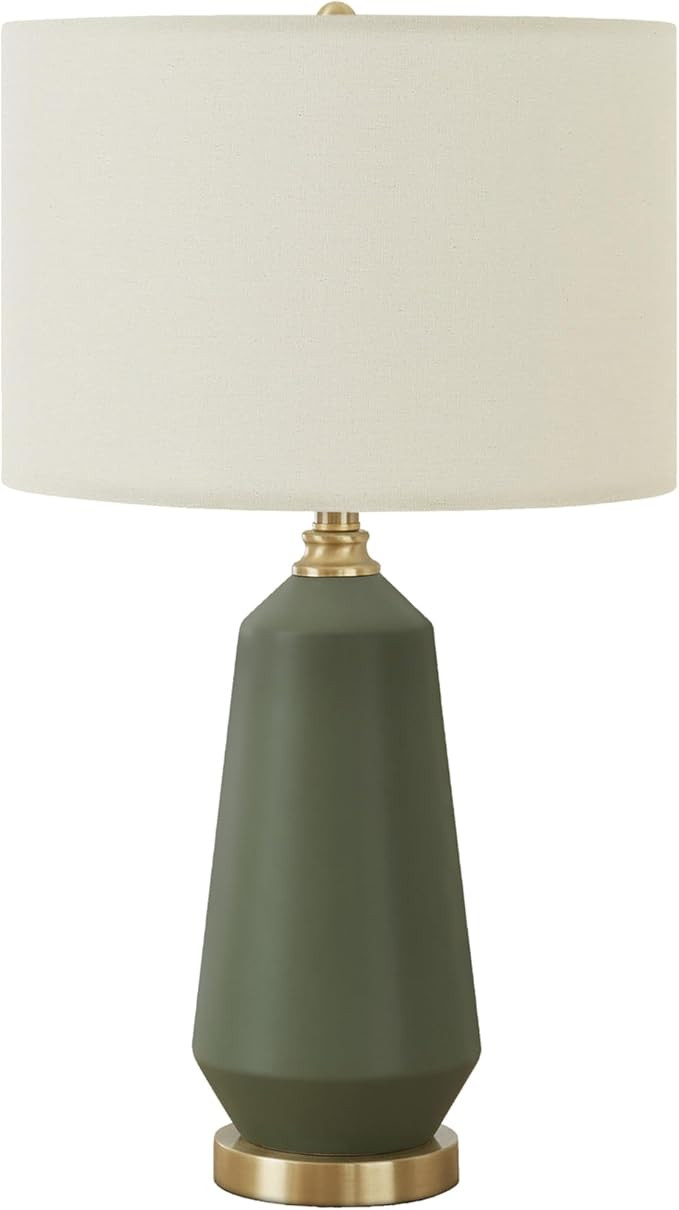 Monarch Specialties I 9624 LightingTable Lamp, Green Ceramic, Ivory/Cream Shade, Contemporary | Amazon (US)