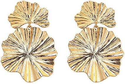 Statement Gold Flower Earrings Sculptural Exaggerated Flower Floral Earrings Large Metal Flower D... | Amazon (US)