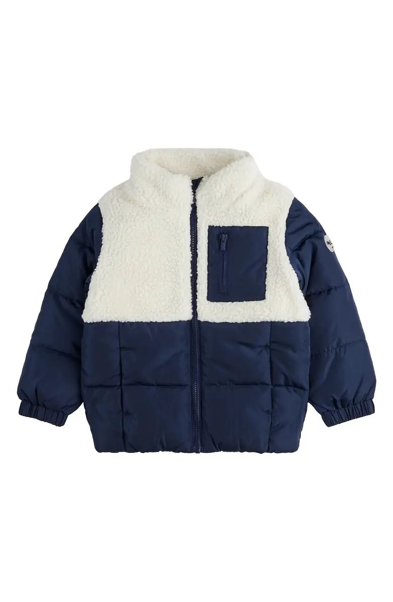 MILES BABY Colorblock High Pile Fleece & Quilted Puffer Jacket | Nordstrom | Nordstrom