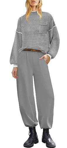 ETCYY NEW Sweater Sets Women 2 Piece Outfits 2023 Trendy Lounge Sets with Long Sleeve Knit Tops a... | Amazon (US)