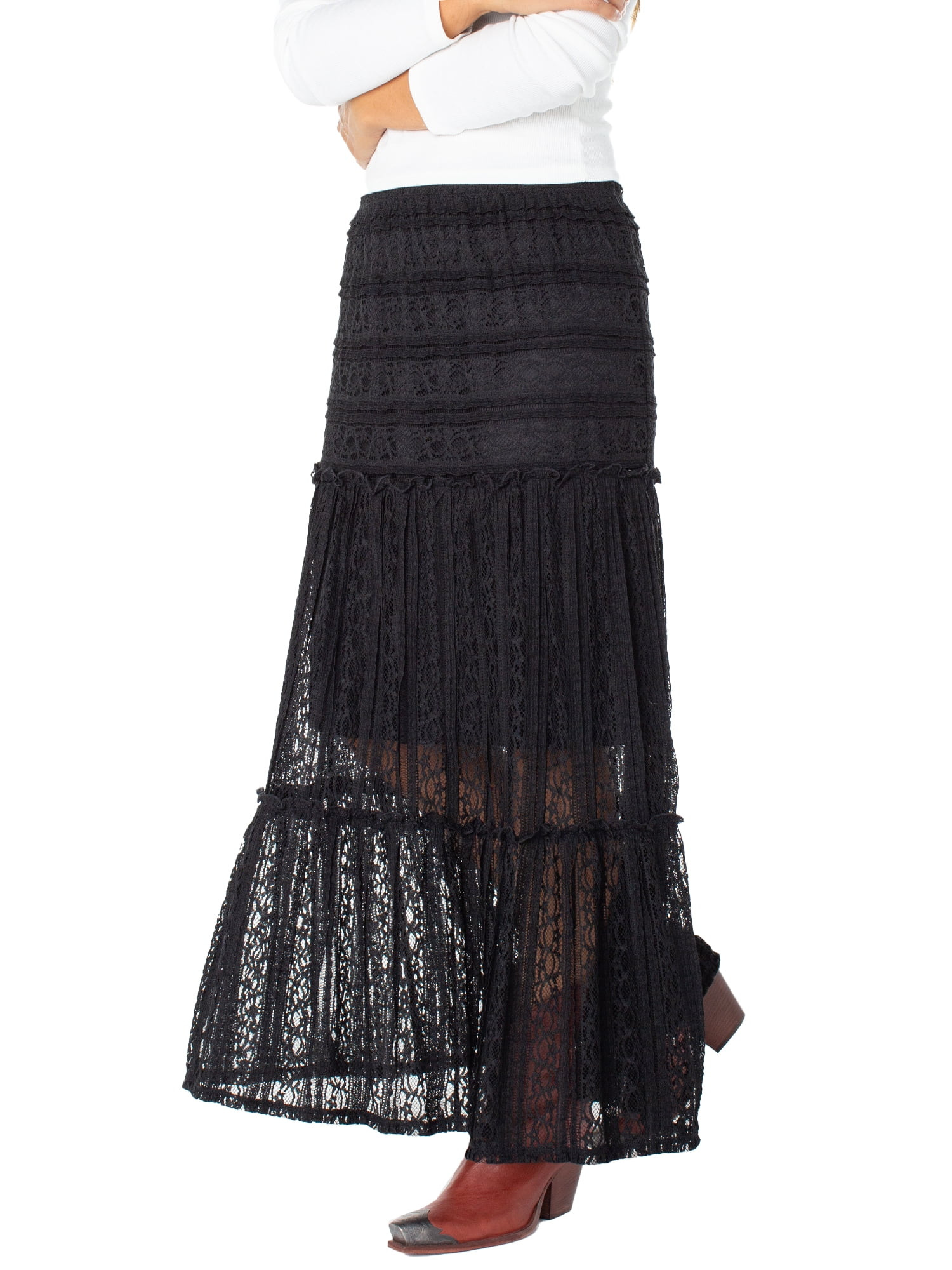 Celebrity Pink Women's Lace Tiered Maxi Skirt, Sizes XS-XXXL | Walmart (US)