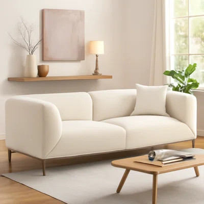 Comfortable Modern Fabric Sofa, Spacious Beige Seating For Home | Wayfair North America
