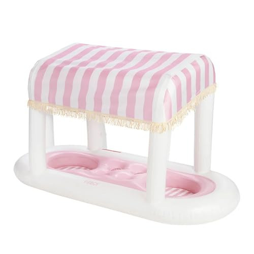 FUNBOY Giant Floating Pink Cabana Stripe Drink Station, Removable Fabric Shade with Fringe, Perfect for Parties, Table-Top Decorations and in-Pool Refreshments. | Amazon (US)