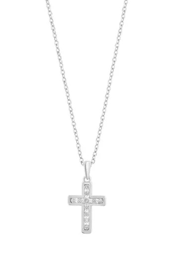 EFFY 14K White Gold Diamond Cross Pendant Necklace at Nordstrom Rack | Nordstrom Rack