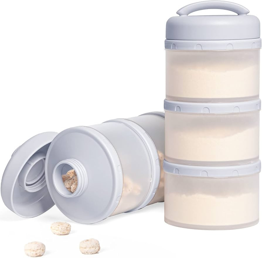Termichy Stackable Formula Dispenser Portable Milk Powder Container, 2 Pack, Grey | Amazon (US)