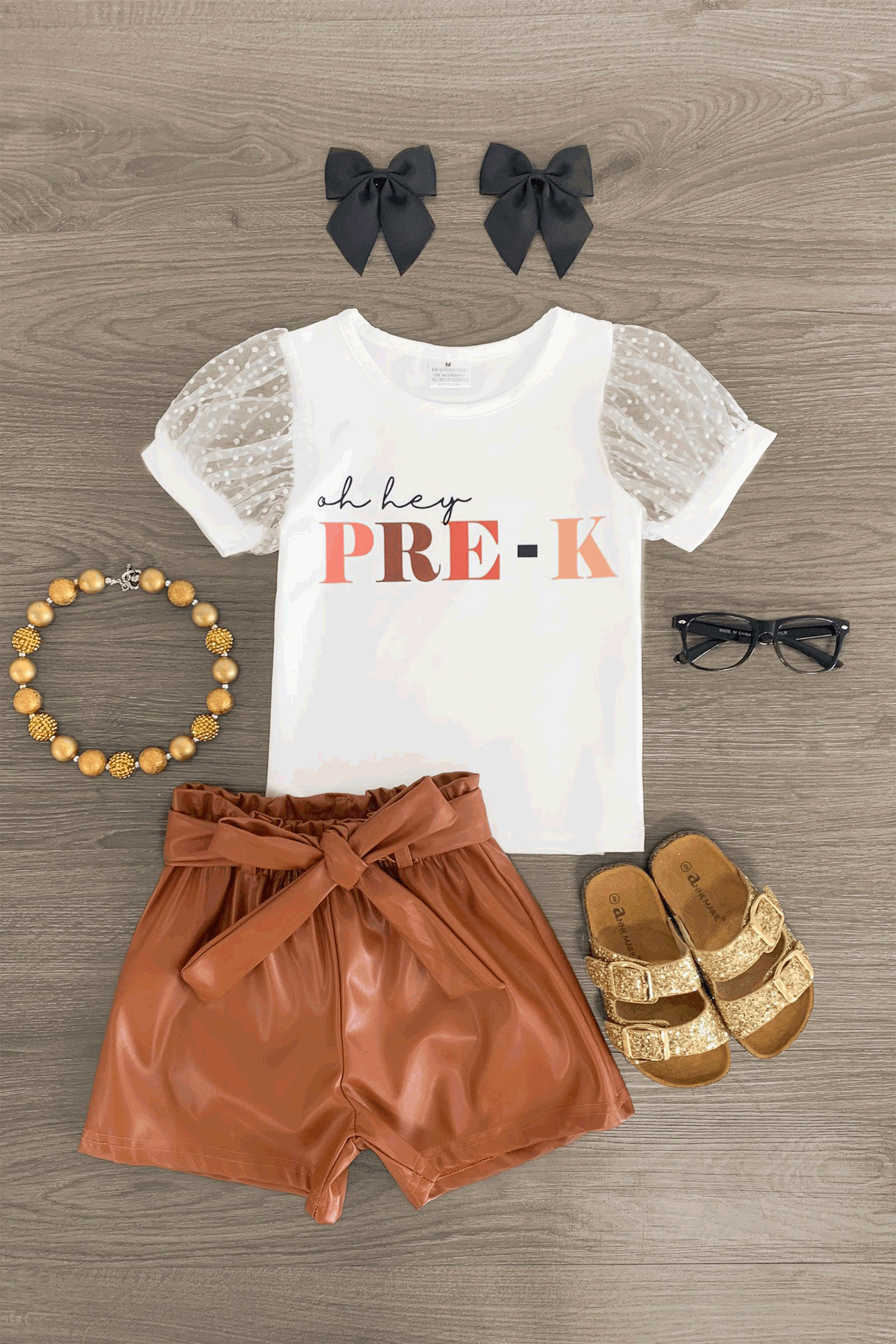 "Oh Hey Pre-K - 6th Grade" Pleather Short Set | Sparkle In Pink