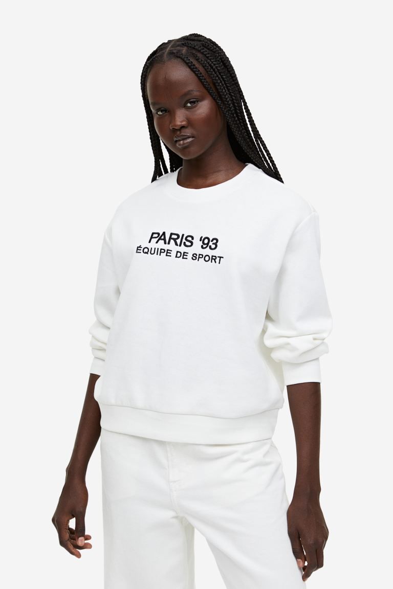 Printed Sweatshirt - White/Paris - Ladies | H&M US | H&M (US + CA)