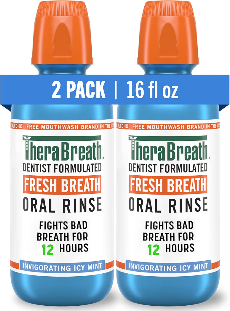 TheraBreath Fresh Breath Mouthwash, Icy Mint Flavor, Alcohol-Free, 16 Fl Oz (Pack of 2) | Amazon (US)