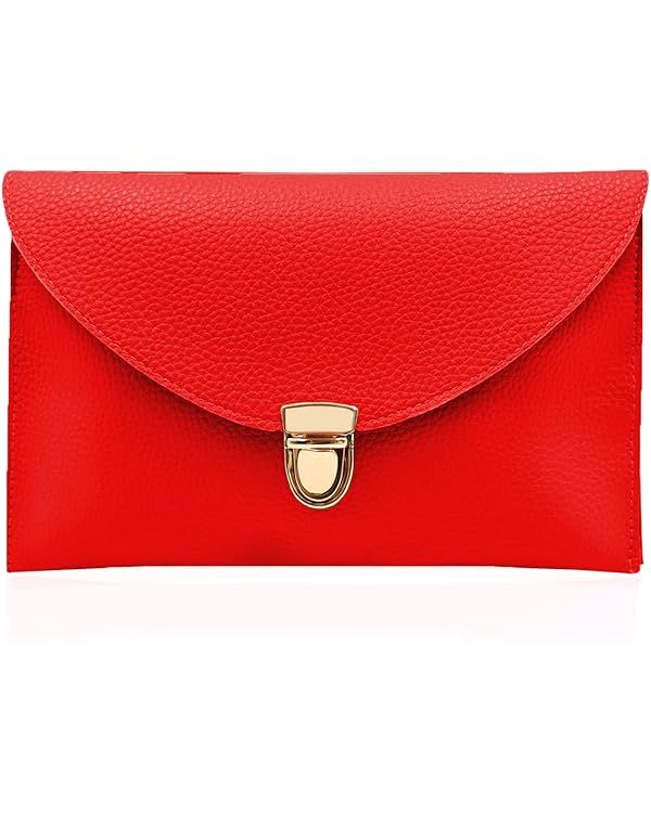 GEARONIC Clutch Purses, PU Leather Evening Envelope Clutch Handbags Womens Crossbody Bag with Cha... | Amazon (US)