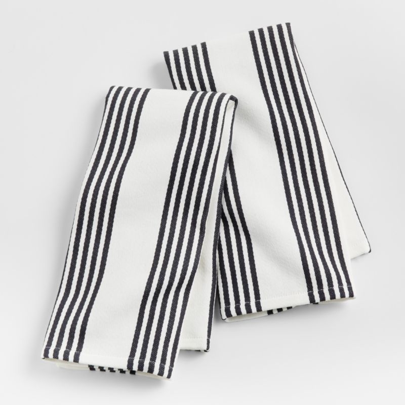 Cuisine Stripe Black Tea Kitchen Dish Towels, Set of 2 + Reviews | Crate & Barrel | Crate & Barrel