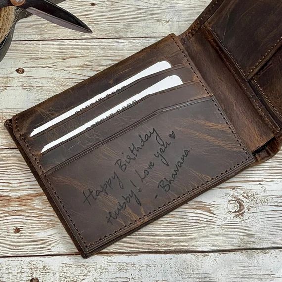 Handwriting Wallet  Leather Wallet for Men  Personalized | Etsy | Etsy (US)