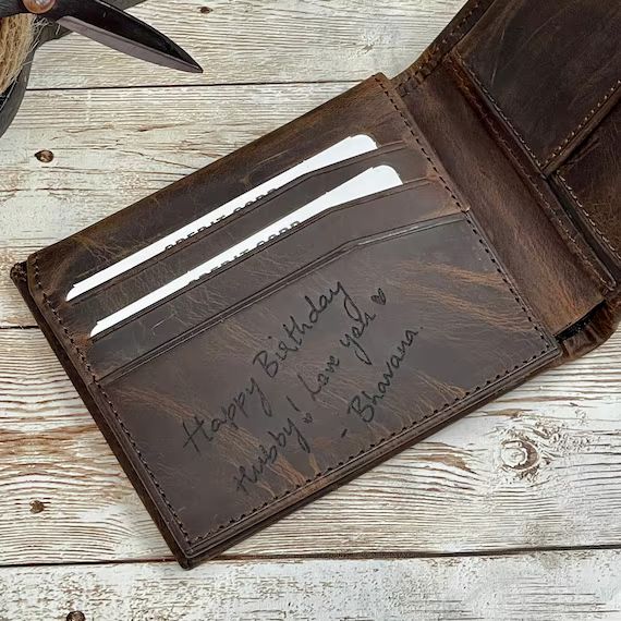 Handwriting Wallet | Leather Wallet For Men | Personalized Wallet Gifts | Handwriting Gift For Hi... | Etsy (US)